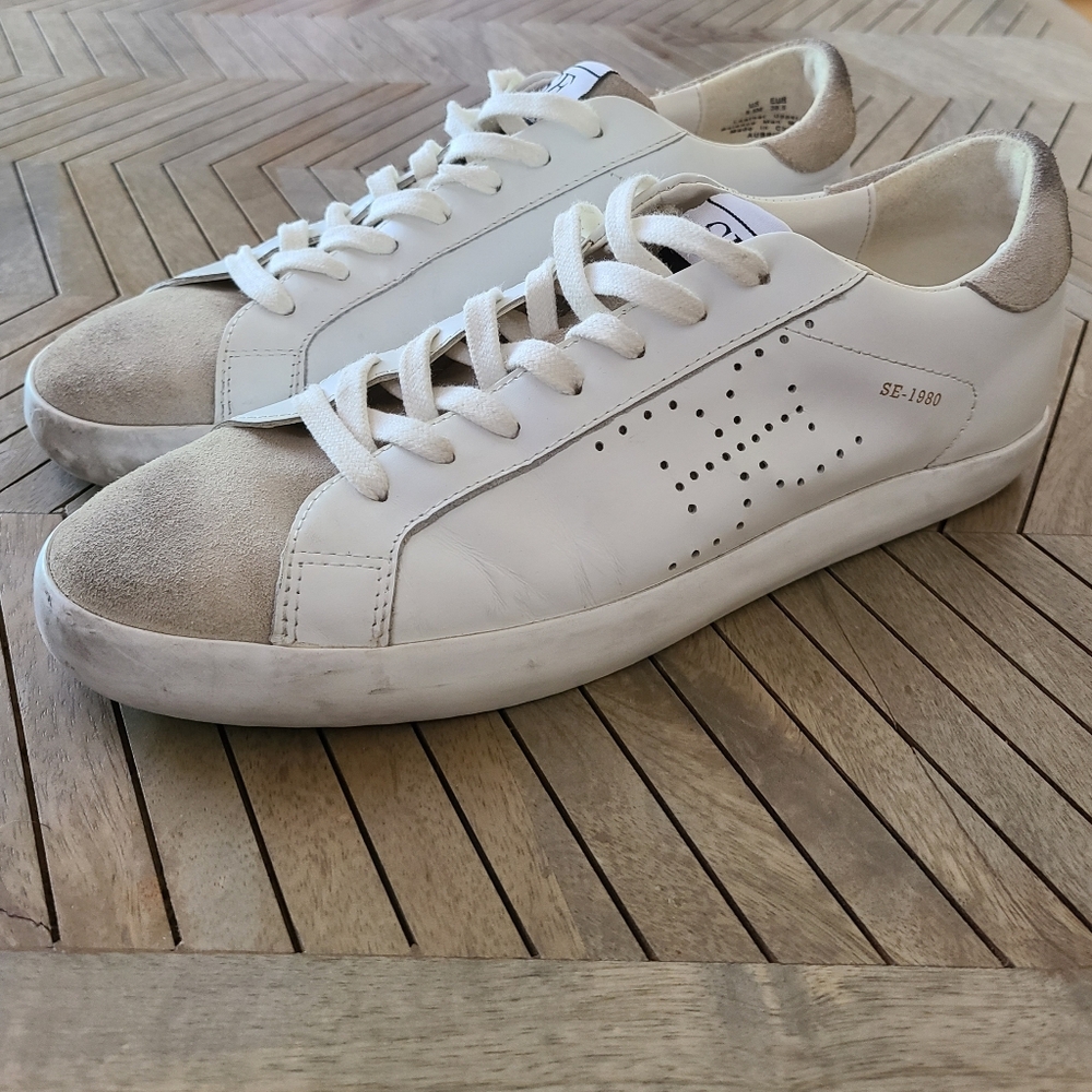 Sam Edelman Aubrie White Beige Low Top Sneaker Size 8.5